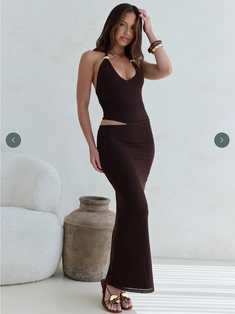 Fortunate One Whispers in the Dark Halter Mesh Maxi Dress